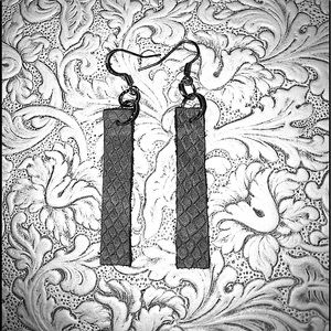 Reserved SNAKE SKIN GRAY LEATHER EARRINGS HANDMADE NEW